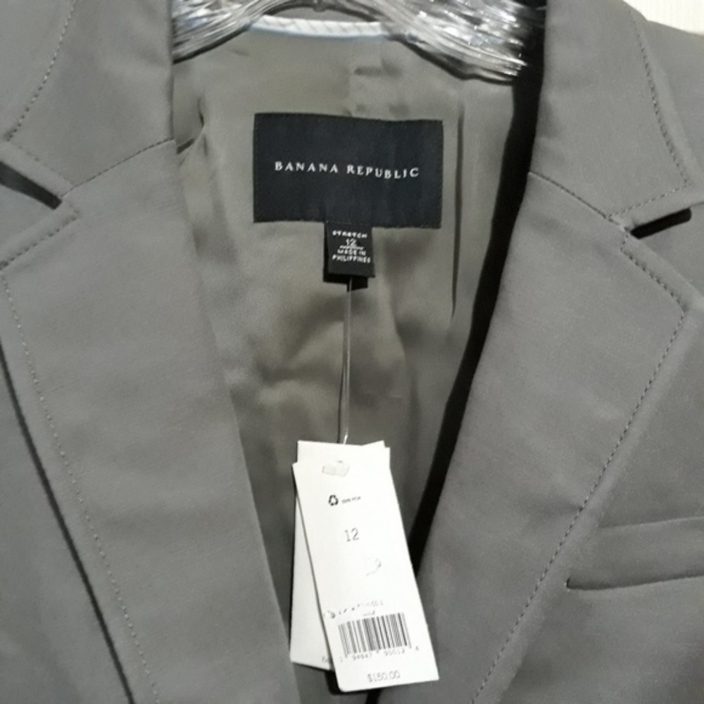 Banana Republic Grey Stretch Blazer Jacket NWT 12 - Picture 3 of 3